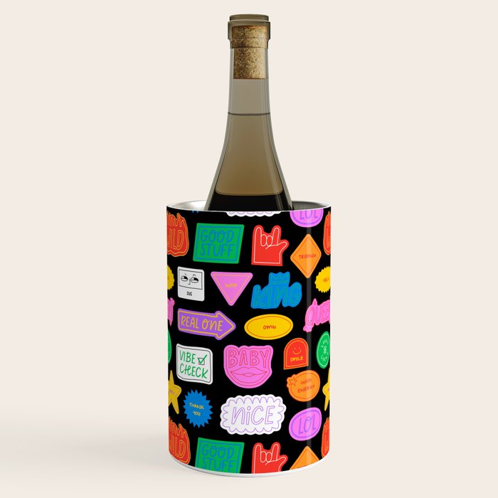 Funny retro sticker quote cartoon pattern Wine Chiller Gallery Image 3