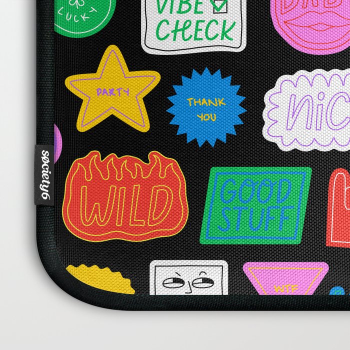 Funny retro sticker quote cartoon pattern Laptop Sleeve Gallery Image 3
