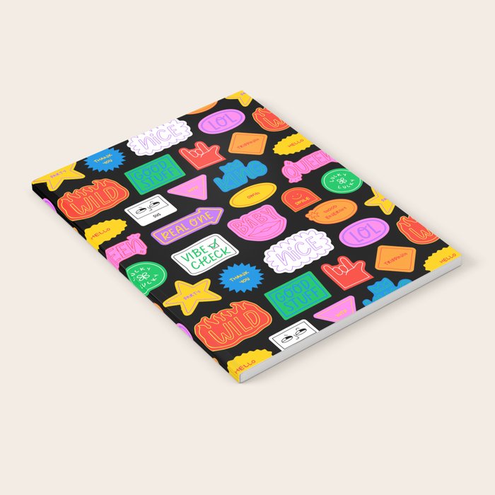 Funny retro sticker quote cartoon pattern Notebook Gallery Image 2