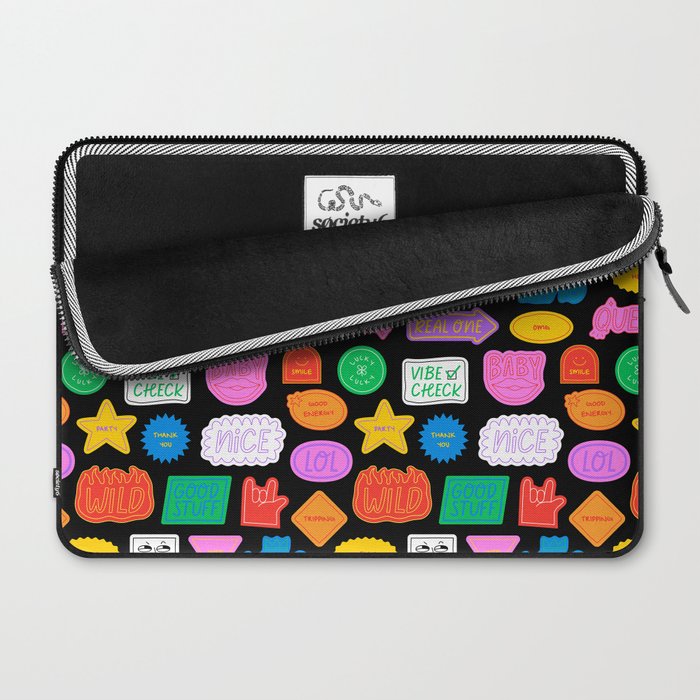 Funny retro sticker quote cartoon pattern Laptop Sleeve Gallery Image 2