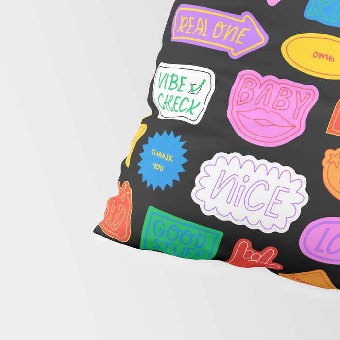Funny retro sticker quote cartoon pattern Pillow Sham Gallery Image 4