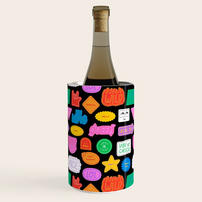 Funny retro sticker quote cartoon pattern Wine Chiller Gallery Image 1