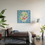 Sweet Strawberry Plant Friends in Sky Blue & Pink Wood Wall Art Gallery Image 2