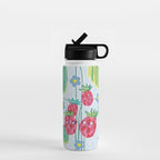 Sweet Strawberry Plant Friends in Sky Blue & Pink Water Bottle Gallery Image 1