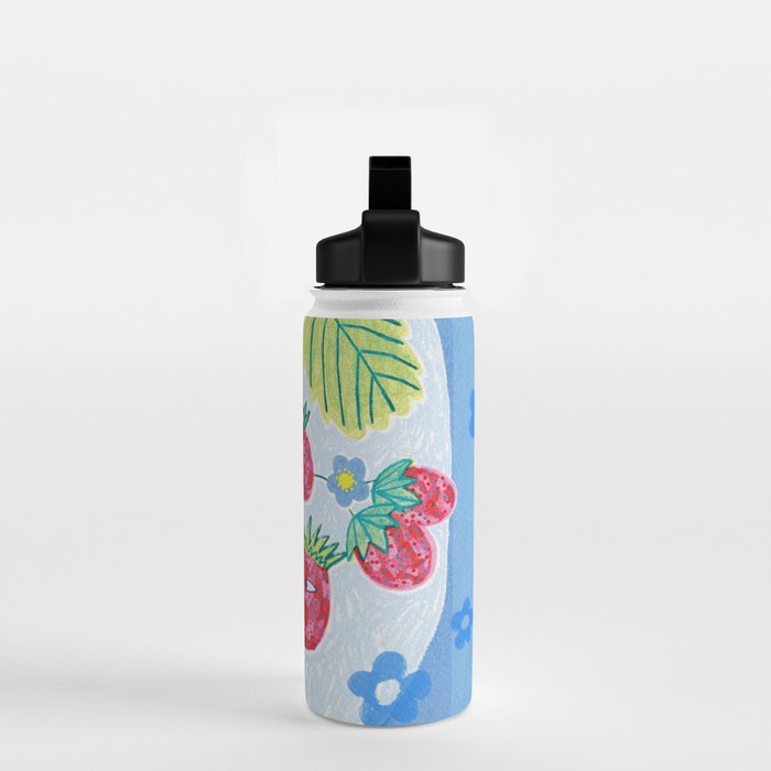 Sweet Strawberry Plant Friends in Sky Blue & Pink Water Bottle Gallery Image 2
