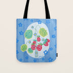 Sweet Strawberry Plant Friends in Sky Blue & Pink Tote Bag Gallery Image 1