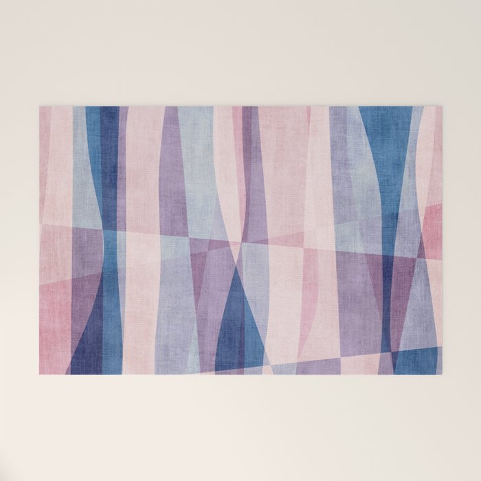 Abstract Lines Blush Pink Blue Pastel Tones Welcome Mat Gallery Image 1