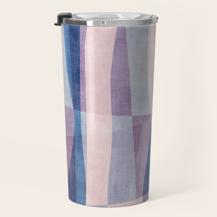 Abstract Lines Blush Pink Blue Pastel Tones Travel Mug Gallery Image 3