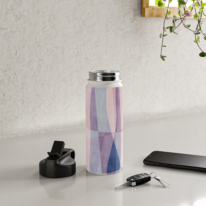 Abstract Lines Blush Pink Blue Pastel Tones Water Bottle Gallery Image 4