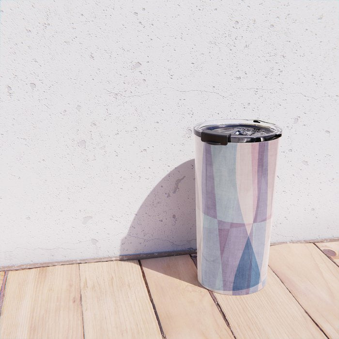 Abstract Lines Blush Pink Blue Pastel Tones Travel Mug Gallery Image 4