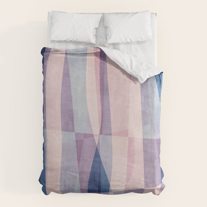 Abstract Lines Blush Pink Blue Pastel Tones Duvet Cover Gallery Image 6
