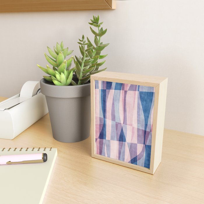 Abstract Lines Blush Pink Blue Pastel Tones Mini Art Print Gallery Image 2