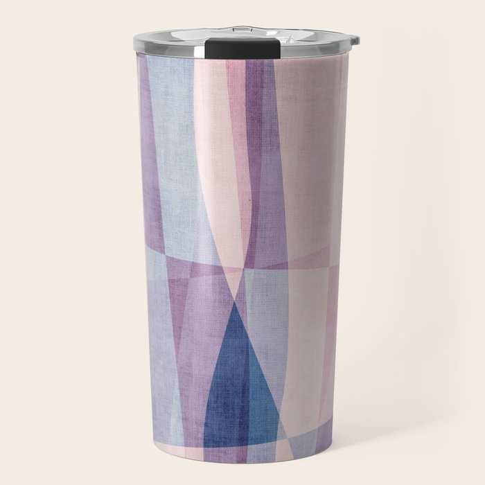 Abstract Lines Blush Pink Blue Pastel Tones Travel Mug Gallery Image 1