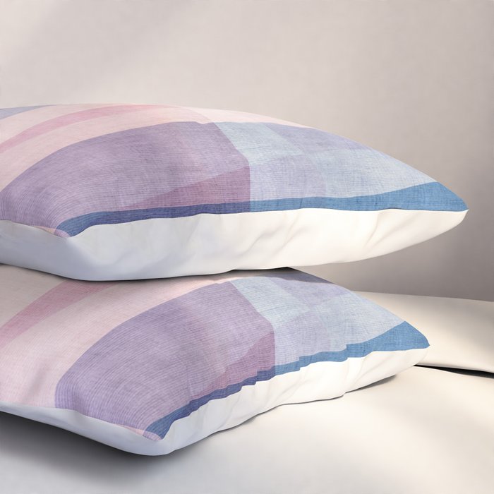 Abstract Lines Blush Pink Blue Pastel Tones Pillow Sham Gallery Image 3