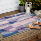 Abstract Lines Blush Pink Blue Pastel Tones Outdoor Rug Gallery Image 2