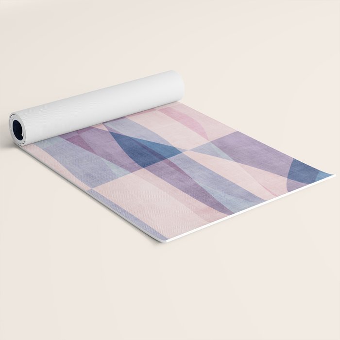 Abstract Lines Blush Pink Blue Pastel Tones Yoga Mat Gallery Image 2
