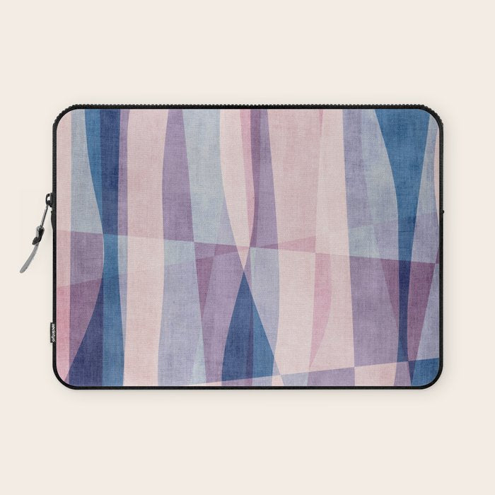 Abstract Lines Blush Pink Blue Pastel Tones Laptop Sleeve Gallery Image 1