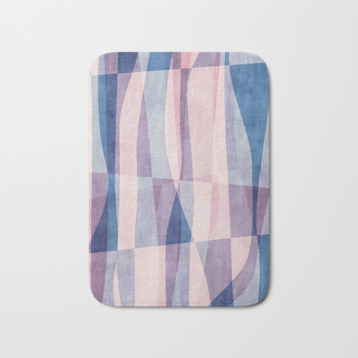Abstract Lines Blush Pink Blue Pastel Tones Bath Mat Gallery Image 1