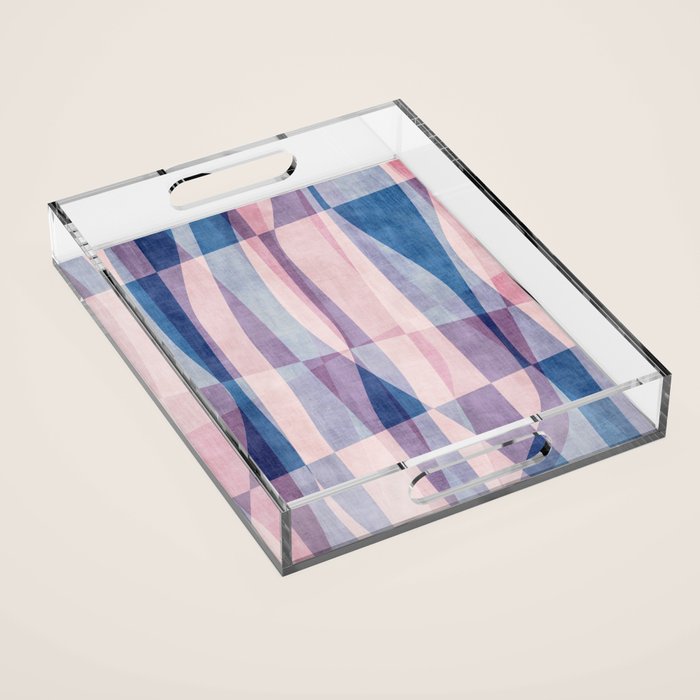 Abstract Lines Blush Pink Blue Pastel Tones Acrylic Tray Gallery Image 1