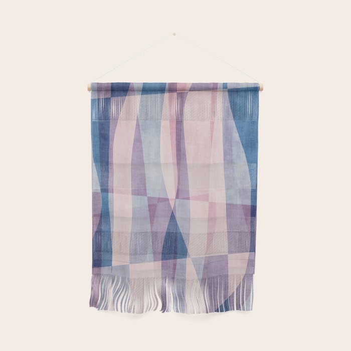 Abstract Lines Blush Pink Blue Pastel Tones Wall Hanging Gallery Image 1