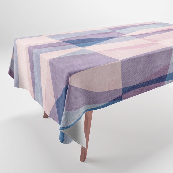 Abstract Lines Blush Pink Blue Pastel Tones Tablecloth Gallery Image 1
