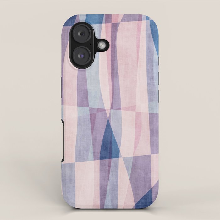 Abstract Lines Blush Pink Blue Pastel Tones iPhone Case Gallery Image 1