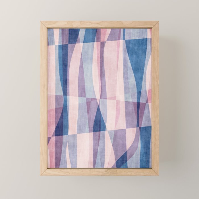 Abstract Lines Blush Pink Blue Pastel Tones Mini Art Print Gallery Image 1