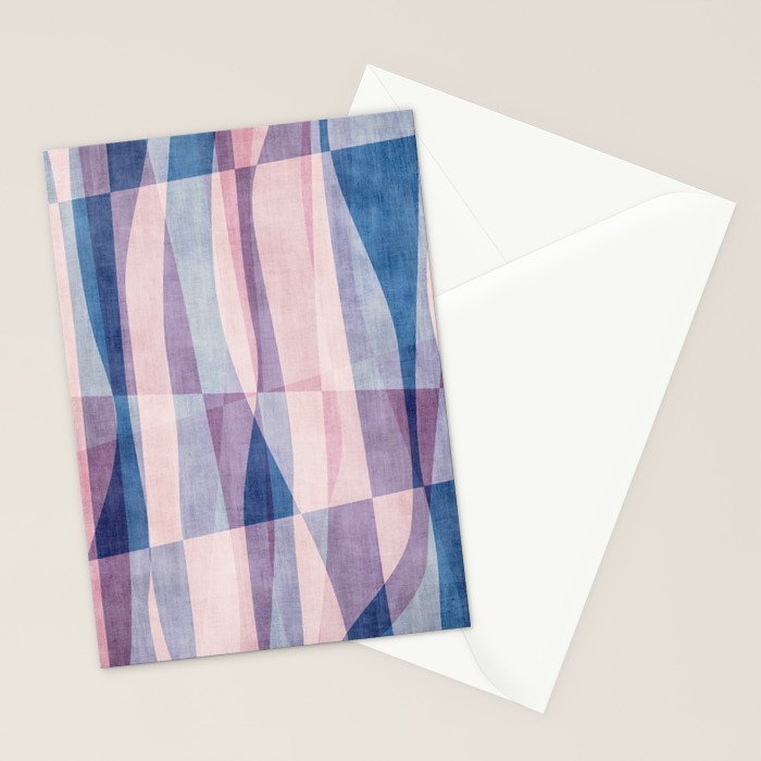 Abstract Lines Blush Pink Blue Pastel Tones Stationery Card Gallery Image 2