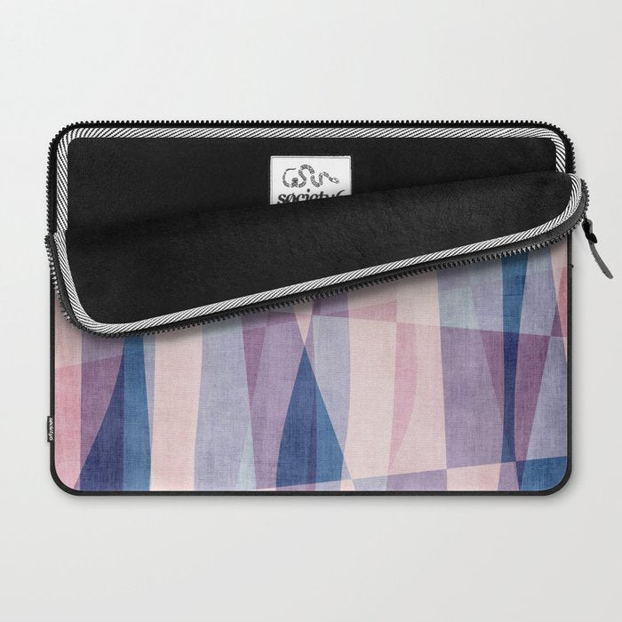 Abstract Lines Blush Pink Blue Pastel Tones Laptop Sleeve Gallery Image 2