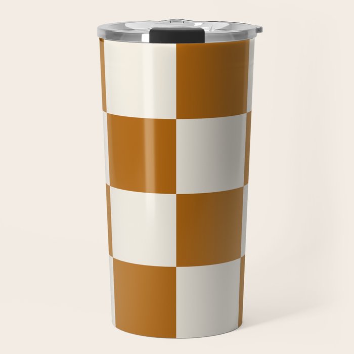 Checkered (Golden Cream) Travel Mug Gallery Image 1