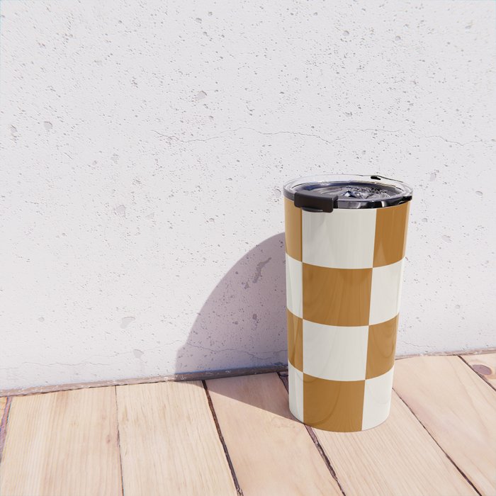 Checkered (Golden Cream) Travel Mug Gallery Image 4