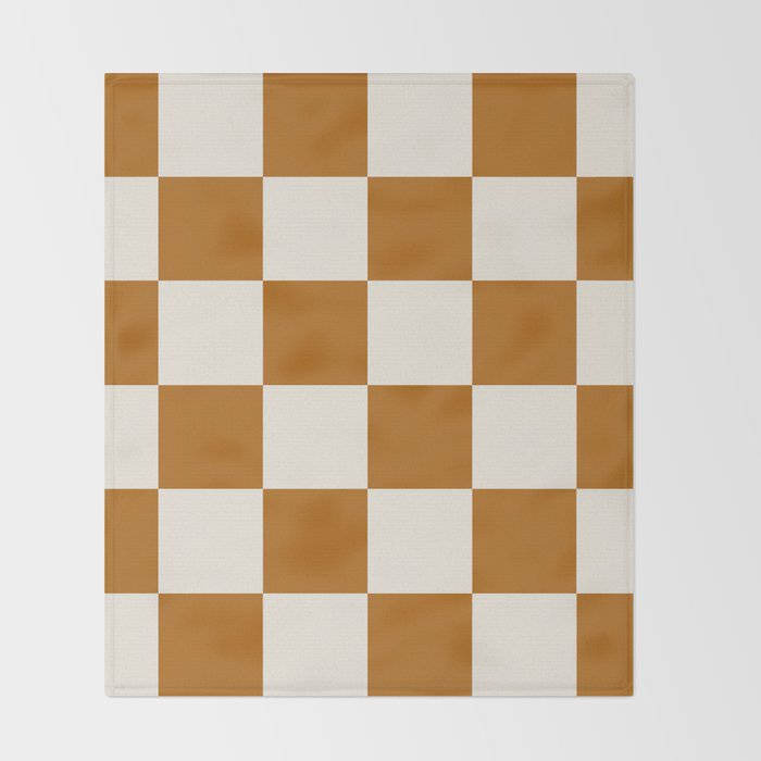 Checkered (Golden Cream) Throw Blanket Gallery Image 2
