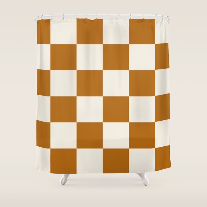 Checkered (Golden Cream) Shower Curtain Gallery Image 1
