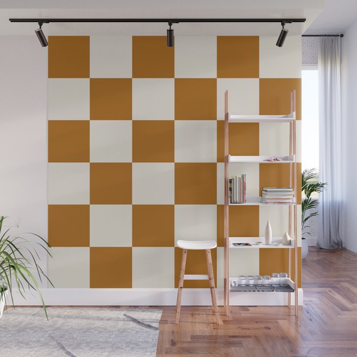 Checkered (Golden Cream) Wall Mural Gallery Image 1