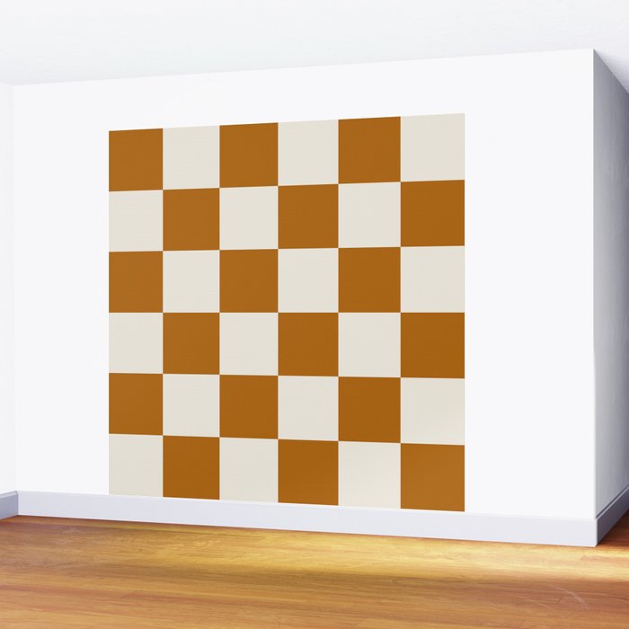 Checkered (Golden Cream) Wall Mural Gallery Image 2