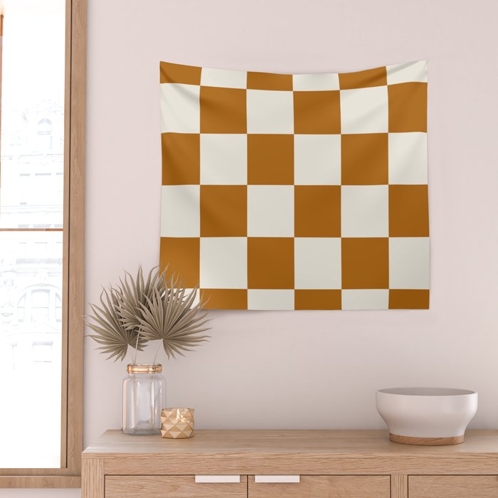 Checkered (Golden Cream) Wall Tapestry Gallery Image 2