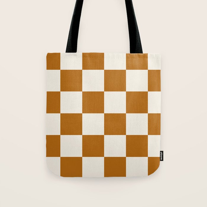 Checkered (Golden Cream) Tote Bag Gallery Image 1