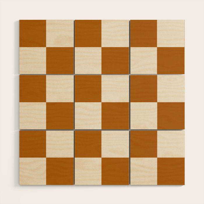 Checkered (Golden Cream) Wood Wall Art Gallery Image 1