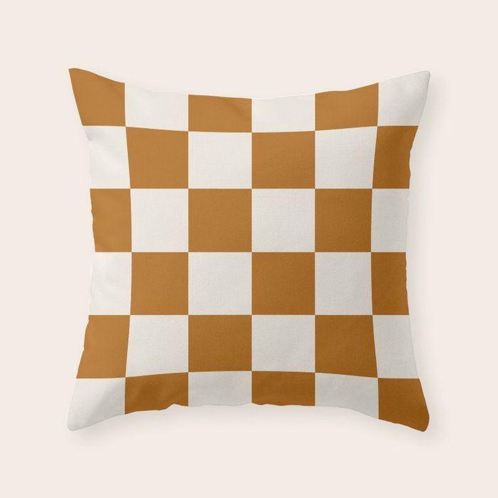 Checkered (Golden Cream) Throw Pillow Gallery Image 1