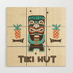 Tiki Hut Cream Aqua Wood Wall Art Gallery Image 1