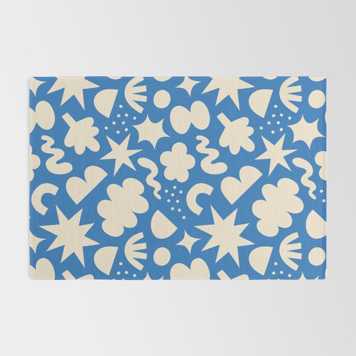 Abstract blue organic shape pattern Rug Gallery Image 2