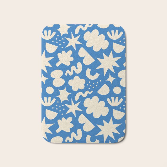 Abstract blue organic shape pattern Bath Mat Gallery Image 1