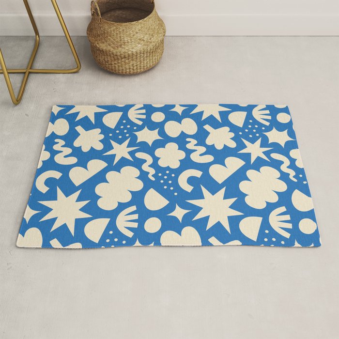 Abstract blue organic shape pattern Rug Gallery Image 1