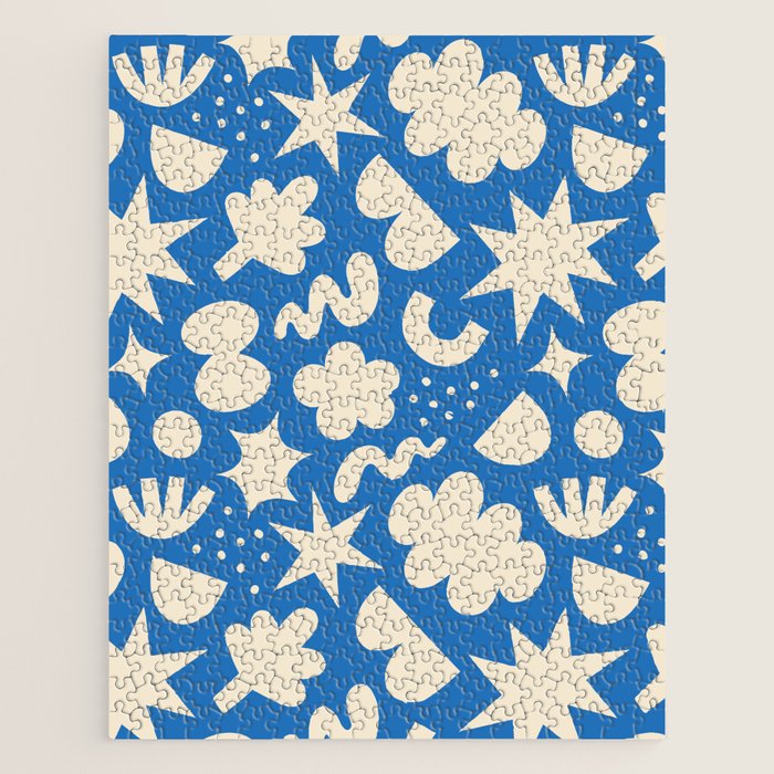 Abstract blue organic shape pattern Jigsaw Puzzle Gallery Image 1