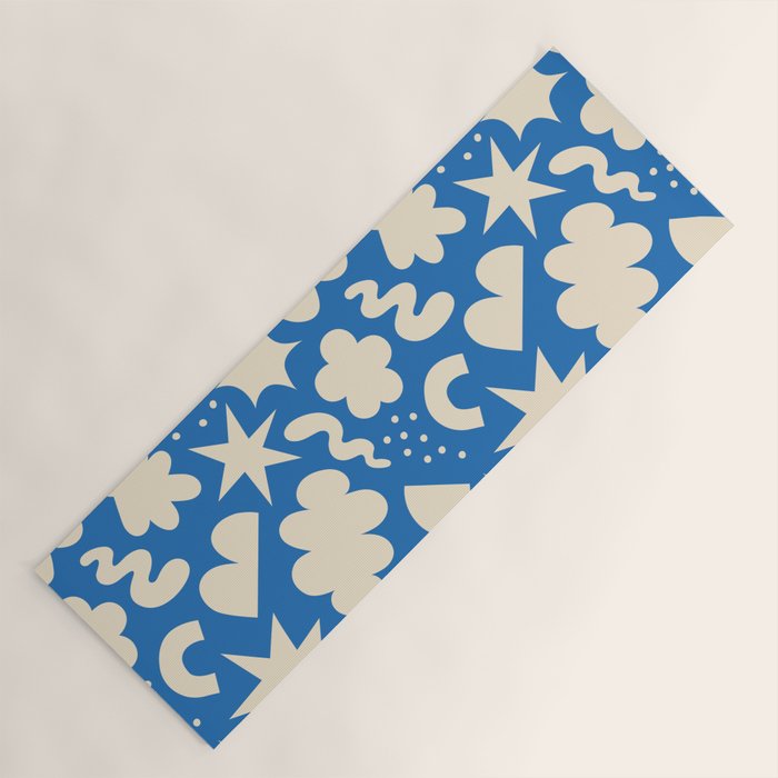 Abstract blue organic shape pattern Yoga Mat Gallery Image 1