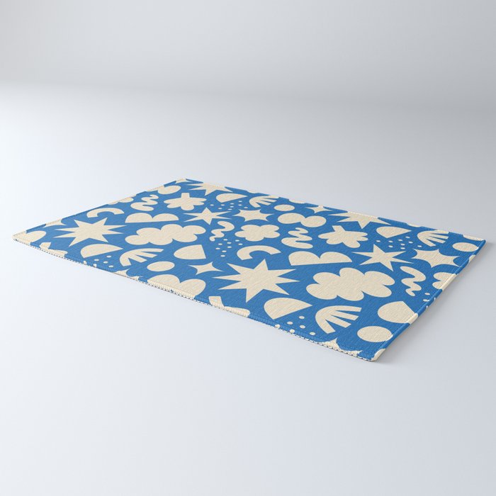 Abstract blue organic shape pattern Rug Gallery Image 3