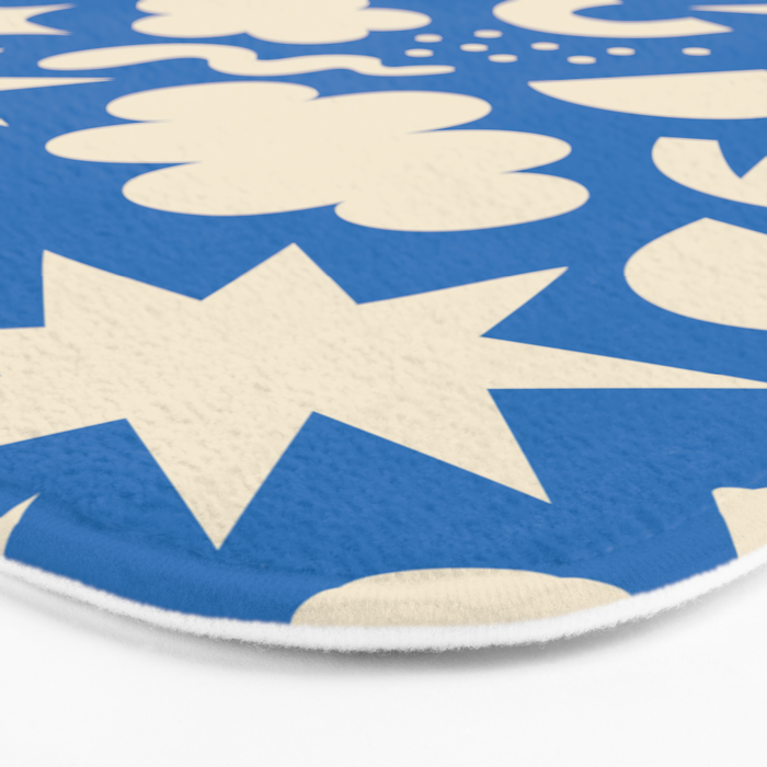 Abstract blue organic shape pattern Bath Mat Gallery Image 3