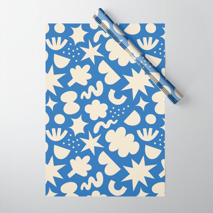 Abstract blue organic shape pattern Wrapping Paper Gallery Image 1