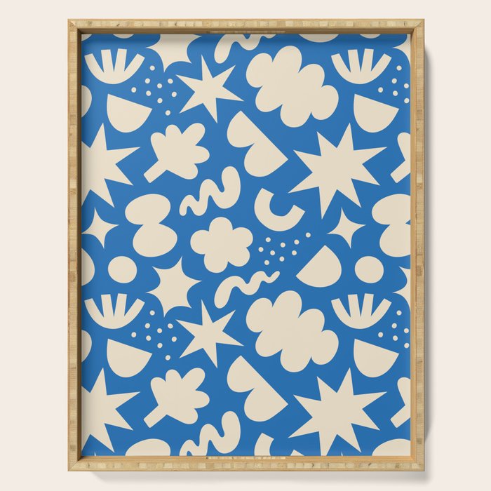 Abstract blue organic shape pattern Serving Tray Gallery Image 1