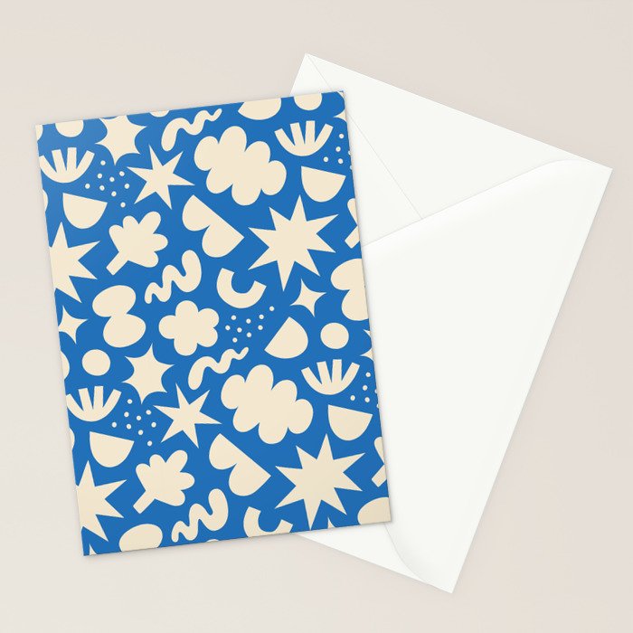 Abstract blue organic shape pattern Stationery Card Gallery Image 2